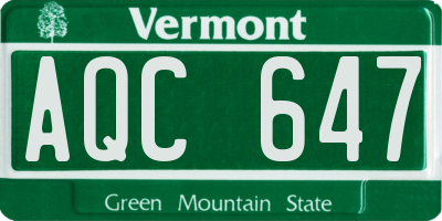 VT license plate AQC647