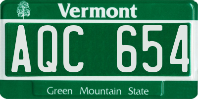 VT license plate AQC654