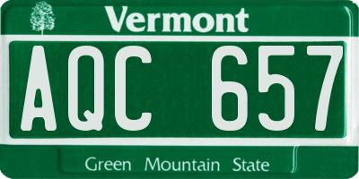 VT license plate AQC657