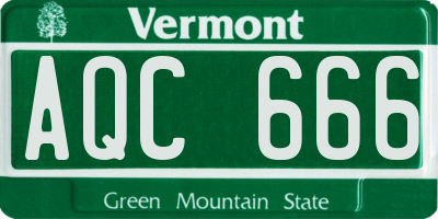 VT license plate AQC666