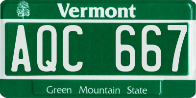 VT license plate AQC667