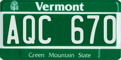 VT license plate AQC670