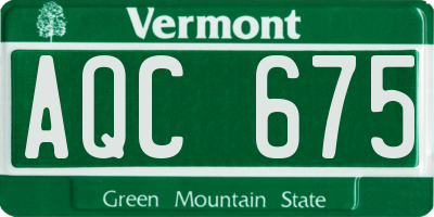 VT license plate AQC675