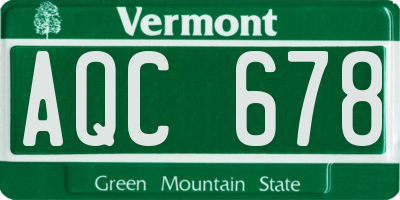 VT license plate AQC678