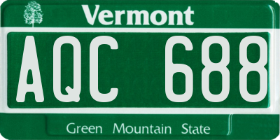 VT license plate AQC688