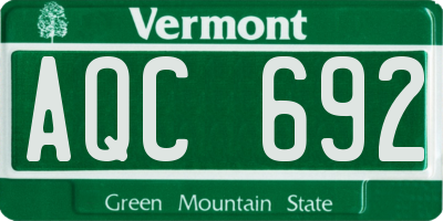 VT license plate AQC692