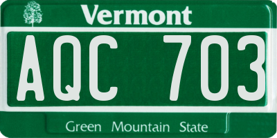 VT license plate AQC703