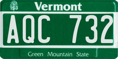 VT license plate AQC732