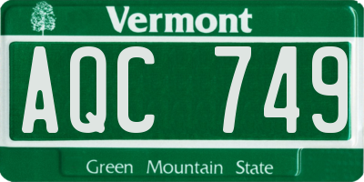 VT license plate AQC749