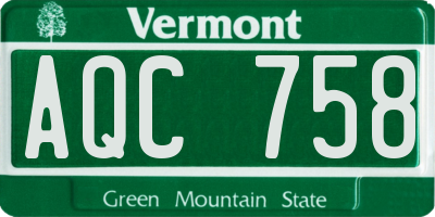VT license plate AQC758