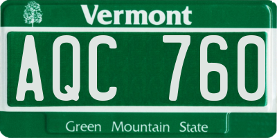 VT license plate AQC760