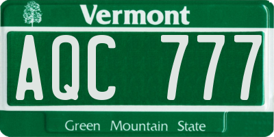 VT license plate AQC777
