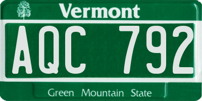 VT license plate AQC792