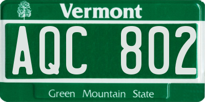 VT license plate AQC802