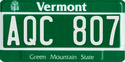 VT license plate AQC807