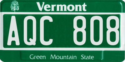 VT license plate AQC808