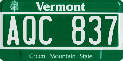 VT license plate AQC837