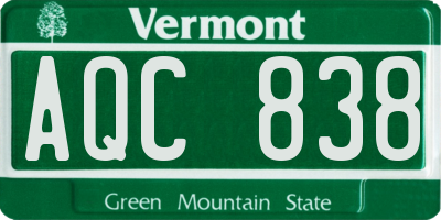 VT license plate AQC838