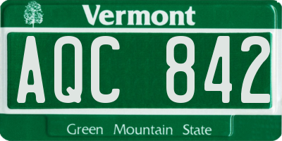 VT license plate AQC842
