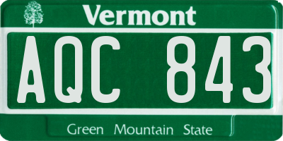VT license plate AQC843