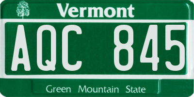 VT license plate AQC845