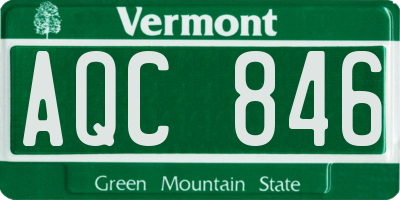 VT license plate AQC846