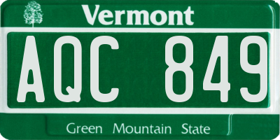 VT license plate AQC849