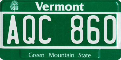 VT license plate AQC860
