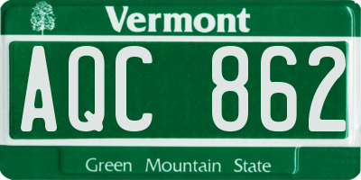 VT license plate AQC862