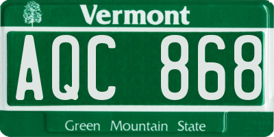 VT license plate AQC868