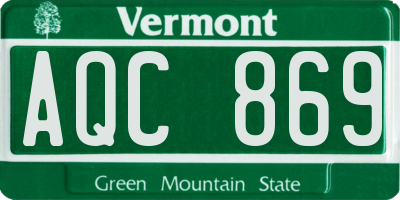 VT license plate AQC869