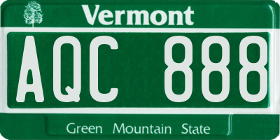 VT license plate AQC888
