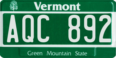 VT license plate AQC892