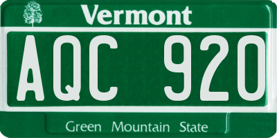 VT license plate AQC920