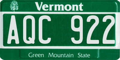 VT license plate AQC922