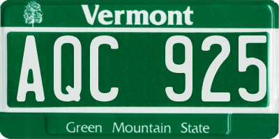 VT license plate AQC925