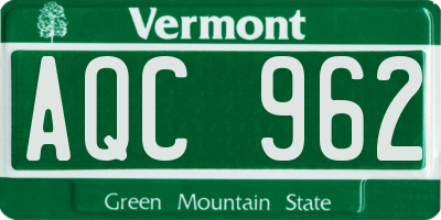 VT license plate AQC962