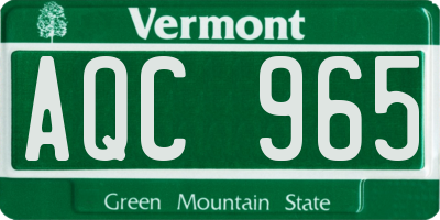 VT license plate AQC965