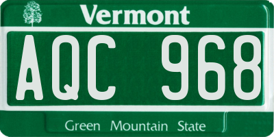 VT license plate AQC968