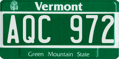 VT license plate AQC972