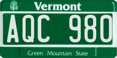 VT license plate AQC980