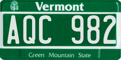 VT license plate AQC982