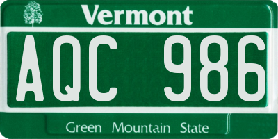 VT license plate AQC986