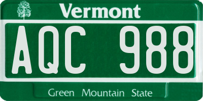VT license plate AQC988