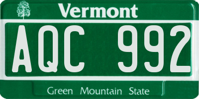 VT license plate AQC992