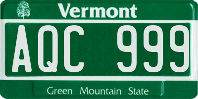 VT license plate AQC999