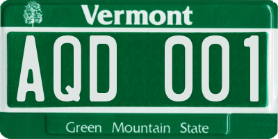 VT license plate AQD001