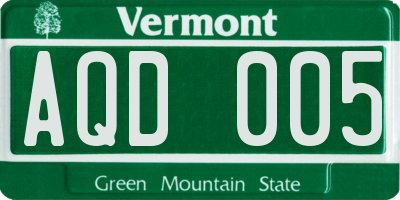 VT license plate AQD005
