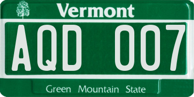 VT license plate AQD007
