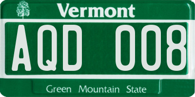 VT license plate AQD008
